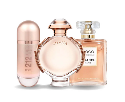Pack de 3 fragancias 212 VIP ROSÉ, OLYMPÉA y COCO MADEMOISELLE