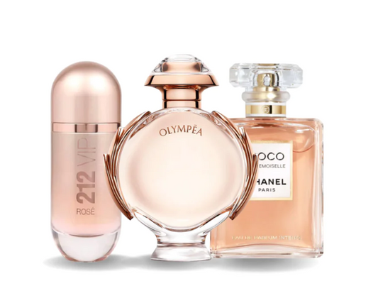 Pack de 3 fragancias 212 VIP ROSÉ, OLYMPÉA y COCO MADEMOISELLE