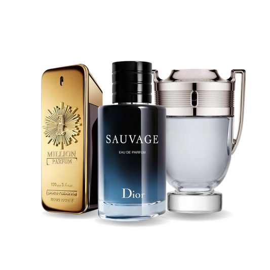 Pack Exclusivo 3 Fragancias – One Million, Sauvage & Invictus (100 ml cada uno)