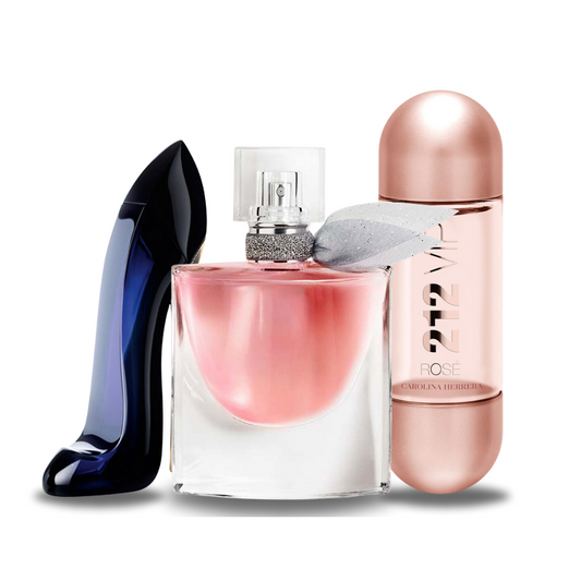 Pack de 3 fragancias GOOD GIRL, LA VIE EST BELLE y 212 VIP ROSÉ 100 ml